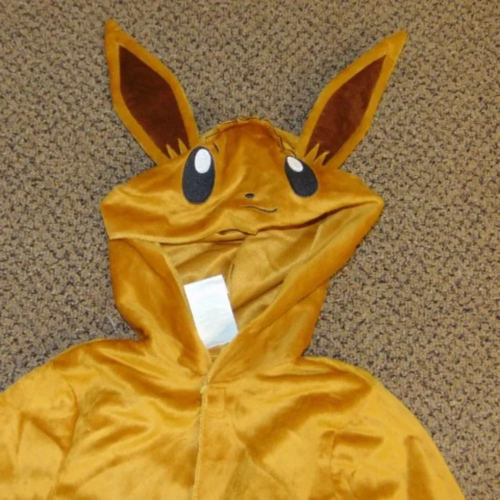 Pokemon EEVEE Halloween Costume 4/6 Brown 2 Pc Hooded Jumpsuit & Collar Unisex - Picture 6 of 10
